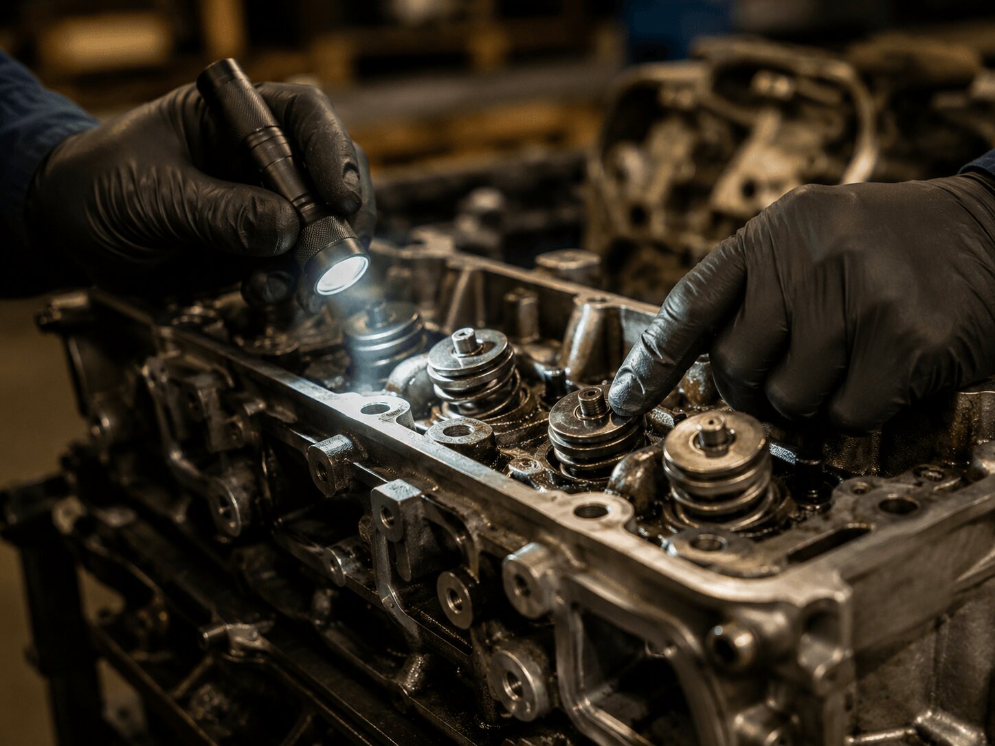 Used engine being prepared for shipment
