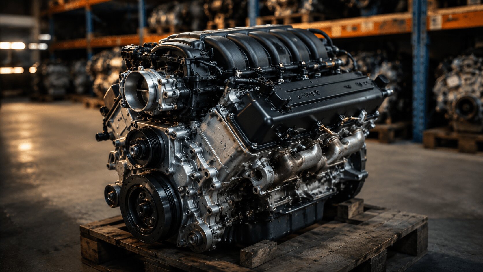 Used engine on the inspection floor