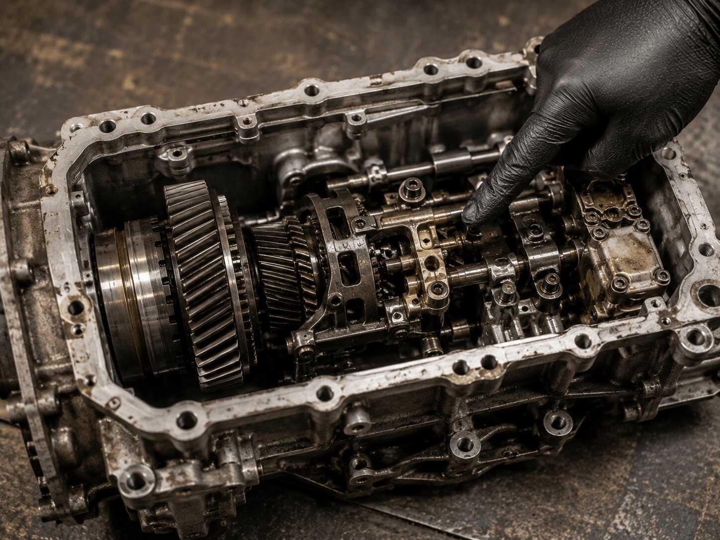 Used transmission ready for inspection